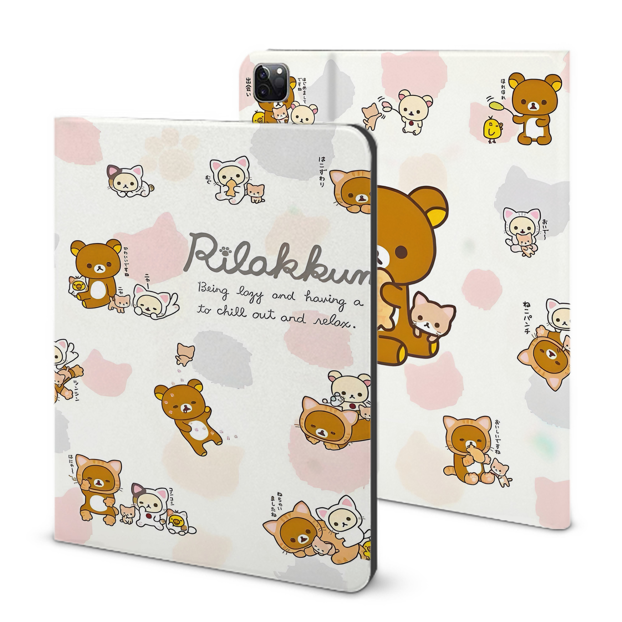 （画像用） リラックマ リラックマ キイロイトリ Rilakkuma Korilakkuma Kiiroitori IPad ケース ブック型 PUレザー TPU 耐衝撃 軽量 薄型 ペン収納なし 全面保護 IPad 各モデル対応